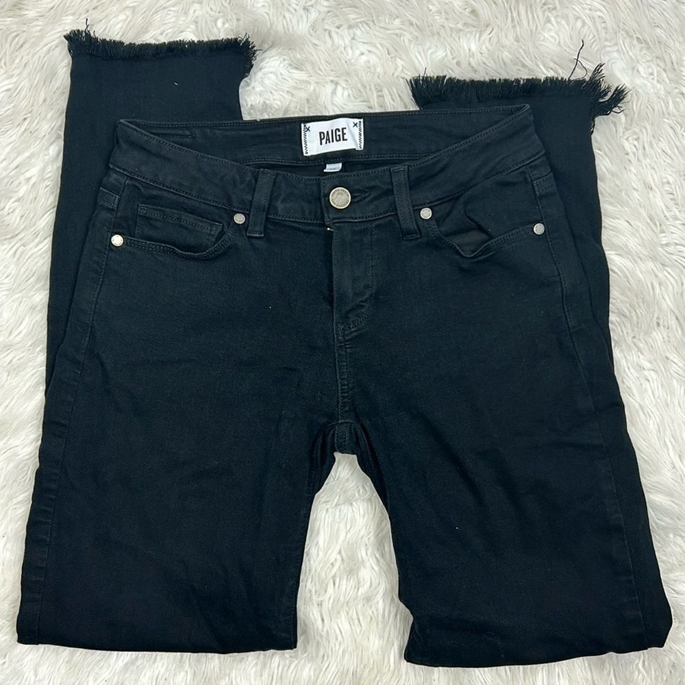 Like New! Paige Denim Black Skinny Ankle Raw Hem Jeans